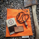 Survival Craft Collar: ParaCord Necklace, wire, fishline, tinder, firestarter, waxed wood.