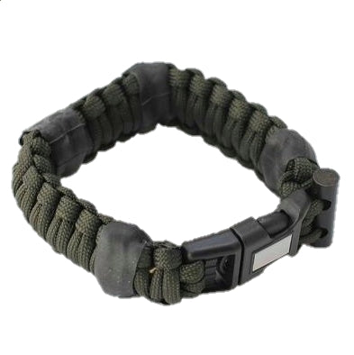 Sere Sidekick- Tactical Survival Paracord Bracelet for EDC. Medium Tight Fits 7 to 7.5 Wrists / Safety Orange / None