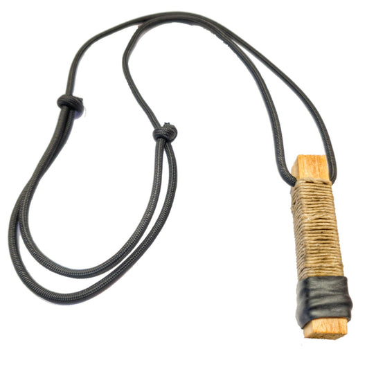Survival Craft Collar: ParaCord Necklace, wire, fishline, tinder, firestarter, waxed wood.