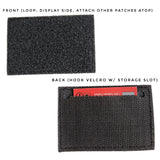Subdued Storage Pocket Patch: A coverable two layer Velcro patch with hook and loop sides.