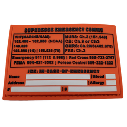 Storage Pocket Patch:  Emergency Comms with Radio Frequency/Channel and Telephone Contact Numbers, ICE Card