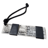 Partitioned Kit & Reference - Bar (PKR Bar): Keychain with compartmentalized storage areas for supplies and quick reference data engraved on backing.