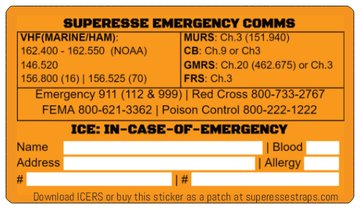 Ice Number Emergency Comms & ICE Decal - Radio Frequency/Channel and Telephone ...